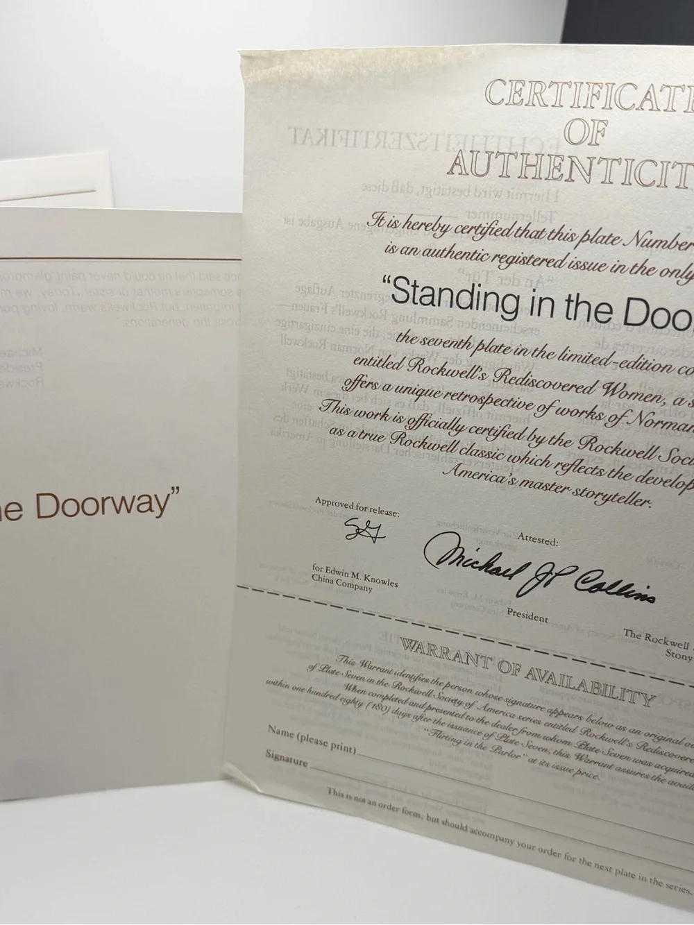 “Standing in the Doorwell” Norman Rockwell Collector Plate with COA